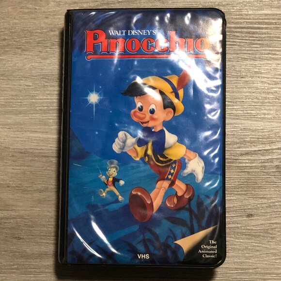 Disney Black Diamond PINOCCHIO (1985) Original Black Padded Clamshell VHS - Picture 1 of 12
